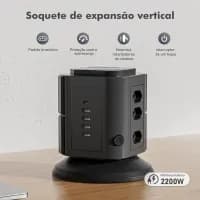 Filtro Linha Vertical USB 2200W Proteção Infantil