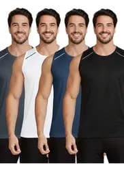 Kit 4 Regatas Dry Fit Masculina Basica Lisa Camisa De Treino