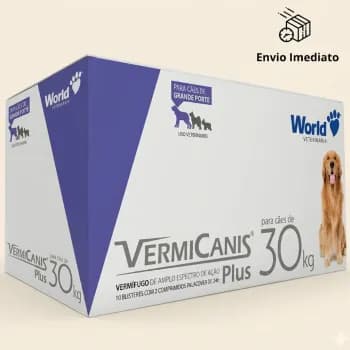 Vermifugo Para Cachorro Vermicanis Plus 2,4g Vermífugo Cães 30kg Grande Porte 20 comprimidos