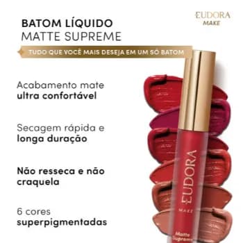Batom Matte Supreme 4ml Eudora Glam