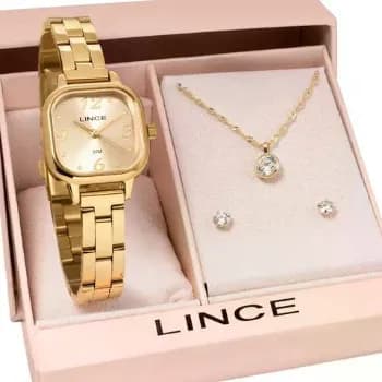 Kit Relógio Feminino Lince Com Colar E Brincos Lqgm084l23k0luc2kx