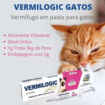 Vermilogic Gatos Vermífugo em Pasta para Gatos 5g Dose Unica
