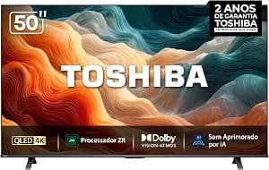 Toshiba Smart Tv Miniled Qled 4k 50" Polegadas 50m450rs Com Processador De Ai Zr Som Aprimorado Por Ai Modo Game