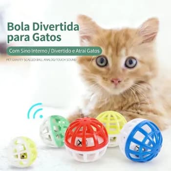 Brinquedo Kit 4 Bolinhas para Gato cachorro filhote pequeno calopsita Bola kit Bolinha Guizo faz barulho Colorida