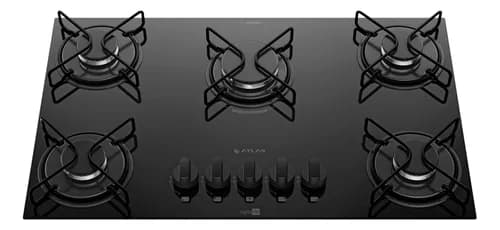 Cooktop 5 Bocas A Gás Atlas Agile Up Mega Chama Preto Bivolt